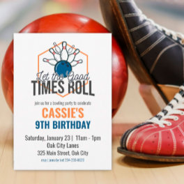Let the Good Times Roll Bowling Birthday Invitation