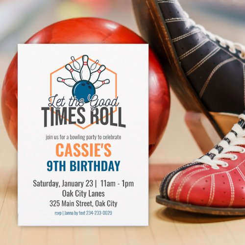 Let the Good Times Roll Bowling Birthday Invitation