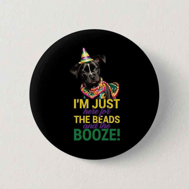 Let The Good Times Roll - Funny Mardi Gras Dogs Button (Front)