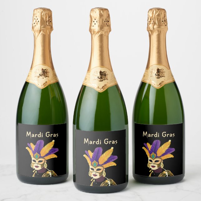 "Let the Good Times Roll: Mardi Gras Celebration" Sparkling Wine Label (Bottles)