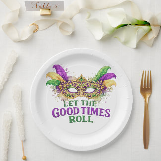 Let The Good Times Roll Mardi Gras Mask  Paper Plates