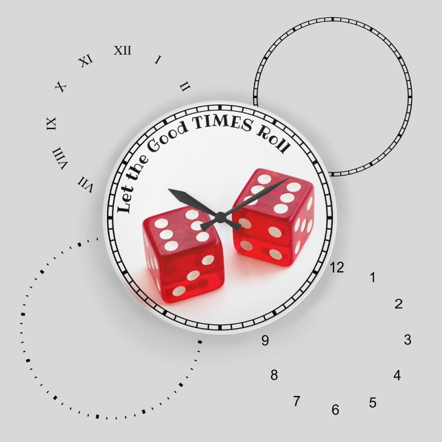 Let the Good TIMES Roll Pair of Red Dice Large Clock (Creator Uploaded)