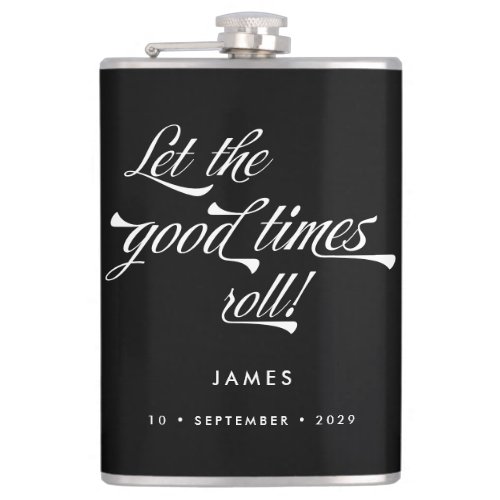 Let the Good Times Roll Retro Vintage Groomsmen  Flask