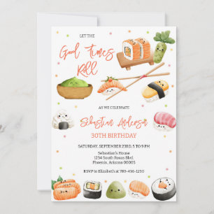 Let The Good Times Roll Sushi Party Birthday Invitation