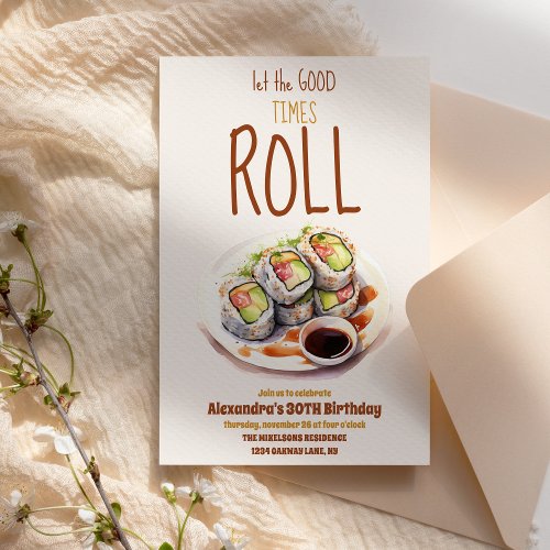 Let the Good Times Roll Sushi Party Birthday Invitation