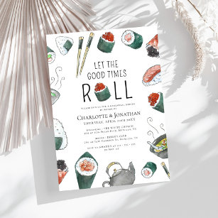 Let The Good Times Roll Sushi Rehearsal Dinner Invitation