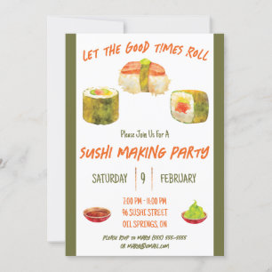 Let the Good Times Roll, Sushi Themed Party Invitation
