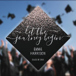 Let The Journey Begin Pink Glitter Sparkles Name Graduation Cap Topper<br><div class="desc">Personalize this modern design featuring chic pink glitter and motivational Let The Journey Begin saying with the grads name and class of date. Designed by Thisisnotme©</div>