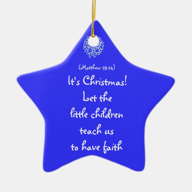 LET THE LITTLE CHILDREN, PERSONALIZED CERAMIC ORNAMENT (Front)