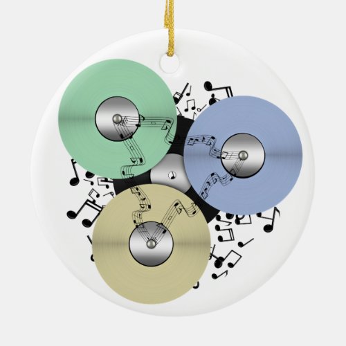 Let the Music Flow Reel to Reel  Vinyl Record Ceramic Ornament