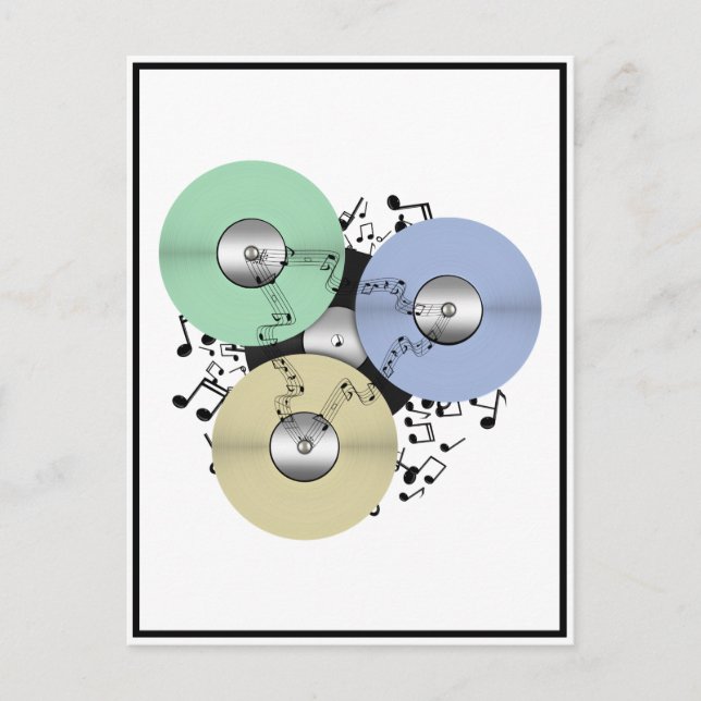 Let the Music Flow (Reel to Reel & Vinyl Record) Postcard (Front)