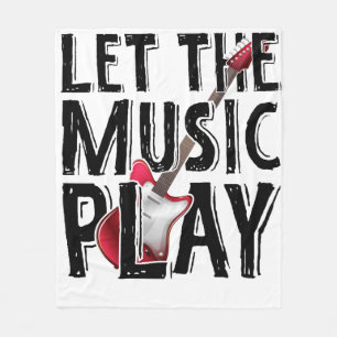 Let The Music Play Electric Guitar Fleece Blanket