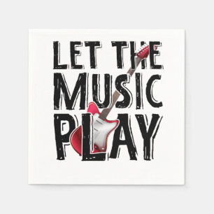 Let The Music Play Electric Guitar Napkins