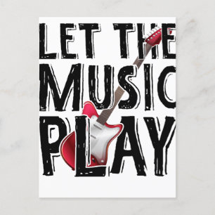 Let The Music Play Electric Guitar Postcard