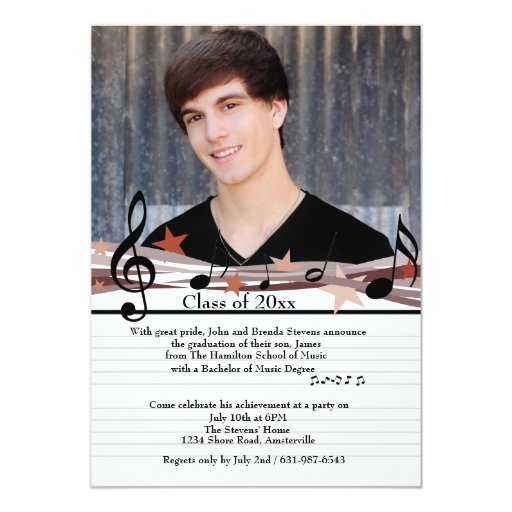 Music Themed Graduation Invitations 3