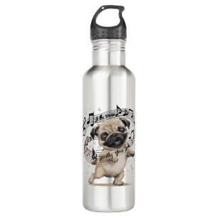 Let the Music Soothe Your Soul Dancing Pug for  Stainless Steel Water Bottle