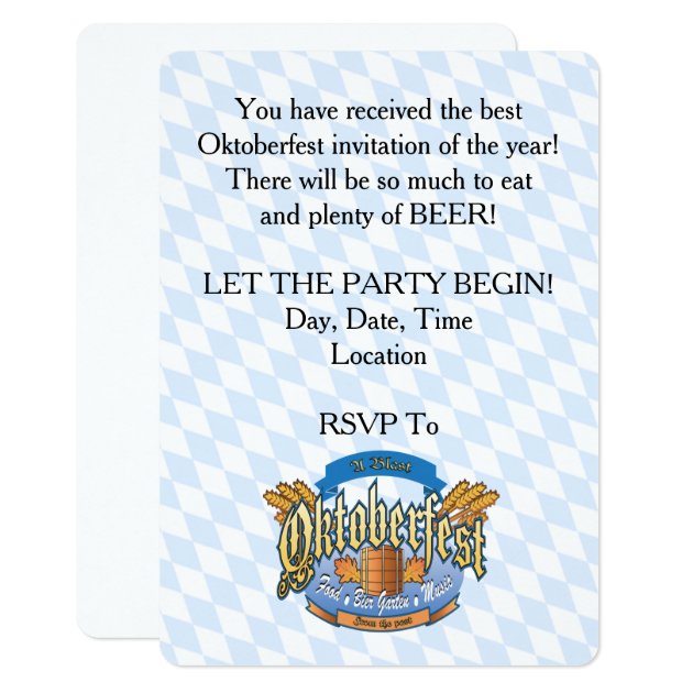 Let The Party Begin Oktoberfest Party Invitations