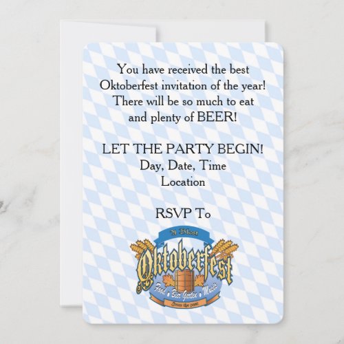 Let The Party Begin Oktoberfest Party Invitations