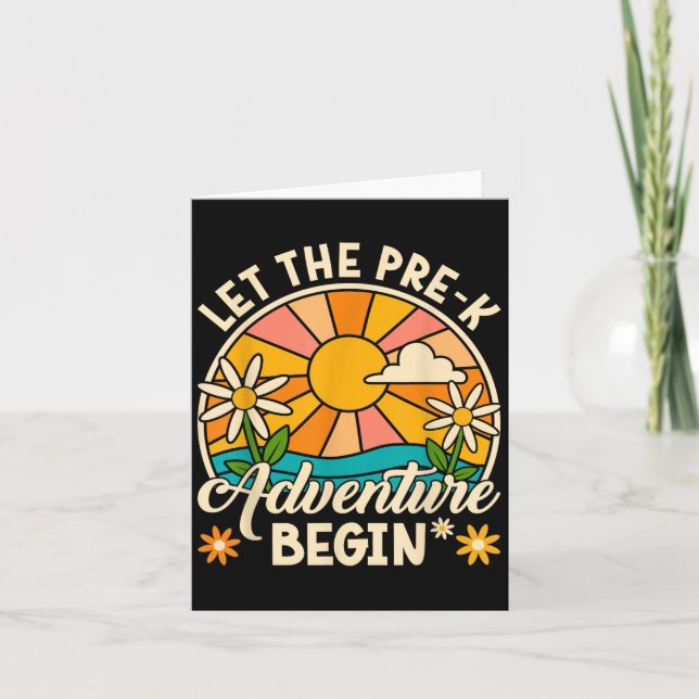 Let The Pre-k Adventure Begin Retro First Day Of S Card (Front)