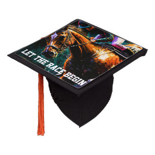 LET THE RACE BEGIN  GRADUATION CAP TOPPER