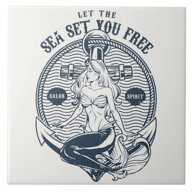 Let the Sea Set You Free  Ceramic Tile (Front)