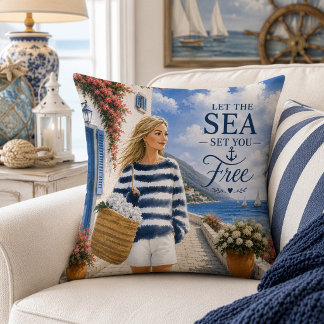 Let The Sea Set You Free Coastal Escape Throw Pillow