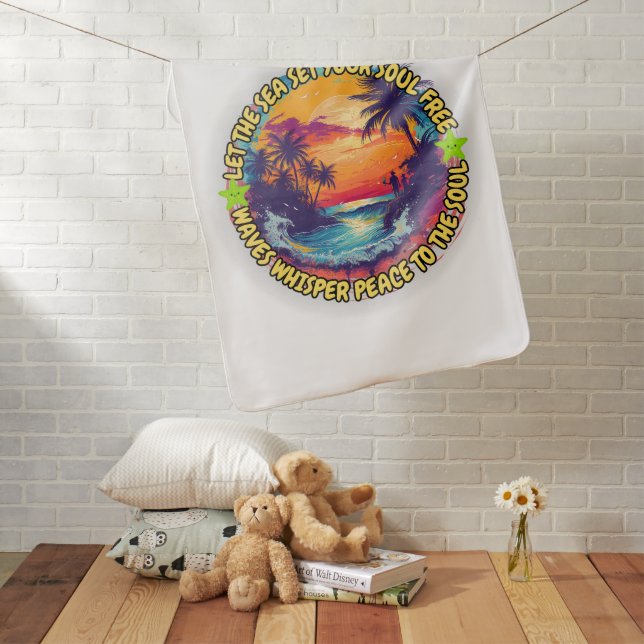 Let the Sea Set Your Soul Free Baby Blanket (In Situ)