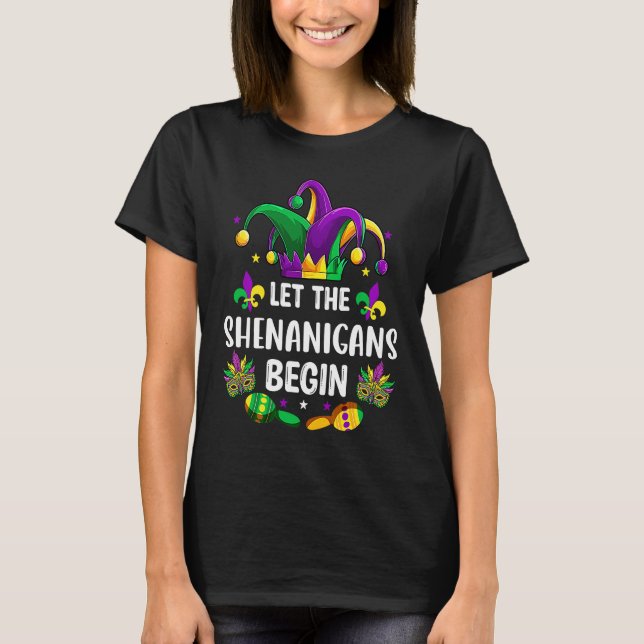 Let The Shenanigan Begin  Mardi Gras Jester Men Wo T-Shirt (Front)