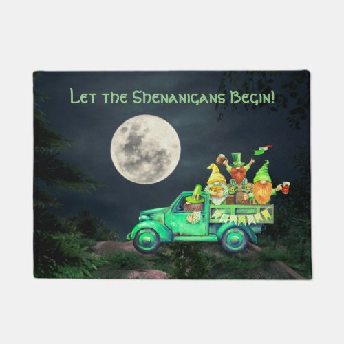 Let the Shenanigans Begin Irish Gnomes Full Moon Doormat