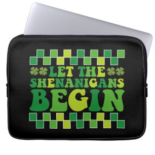 Let The Shenanigans Begin Irish Groovy Retro Laptop Sleeve