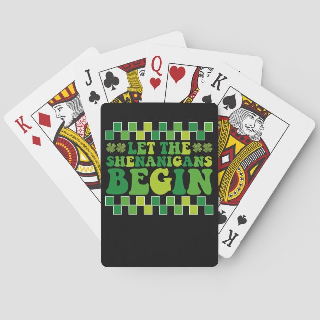 Let The Shenanigans Begin Irish Groovy Retro Poker Cards (Back)