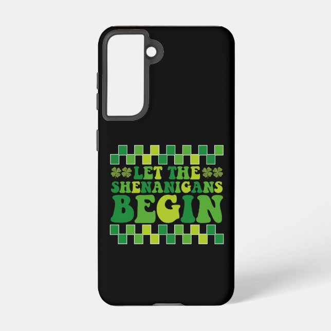 Let The Shenanigans Begin Irish Groovy Retro Samsung Galaxy Case (Back)