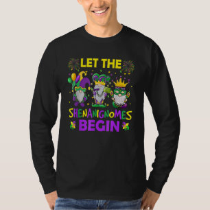 Let The Shenanigans Begin Mardi Gras Gnomes Kids M T-Shirt