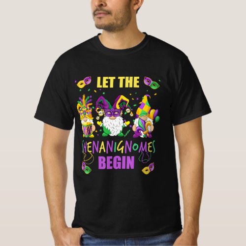 Let The Shenanigans Begin Mardi Gras Gnomes Kids M T_Shirt