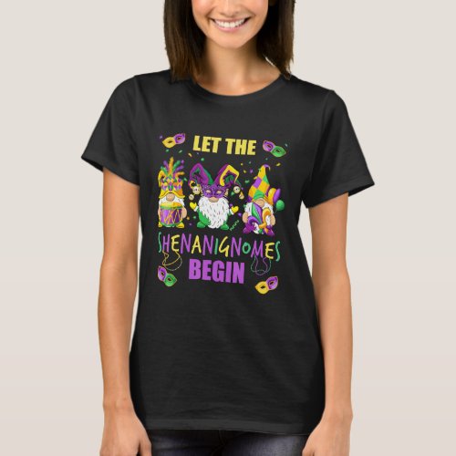 Let The Shenanigans Begin Mardi Gras Gnomes Kids M T_Shirt