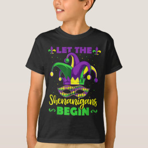Let The Shenanigans Begin Mardi Gras Jester Hat Ma T-Shirt
