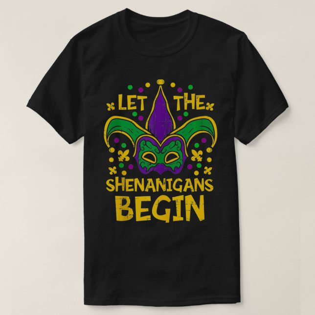 Let The Shenanigans Begin Mardi Gras Jester Hat Ma T-Shirt (Design Front)