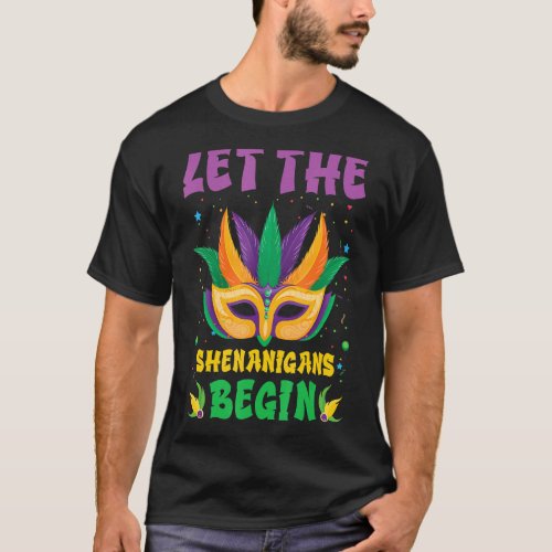 Let The Shenanigans Begin Mardi Gras Mask Kids Men T_Shirt