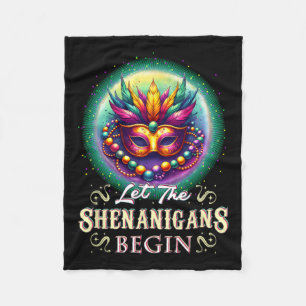 Let The Shenanigans Begin Mardi Gras Outfit For Wo Fleece Blanket