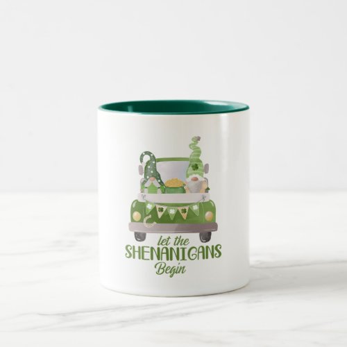 Let The Shenanigans Begin St Patricks Day Green Two_Tone Coffee Mug