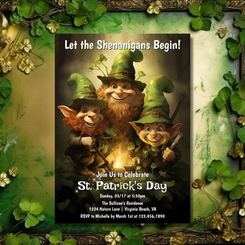Let the Shenanigans Begin St Patricks Day Party Invitation