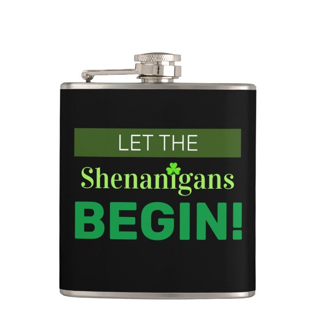 Let The Shenanigans Begin Vinyl Wrapped Flask (Front)