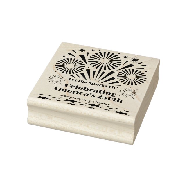 Let the Sparks Fly America's 250th Celebration Art Rubber Stamp (Stamp)
