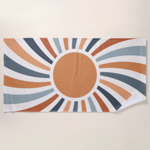 Let the sunshine in colorful retro style design beach towel