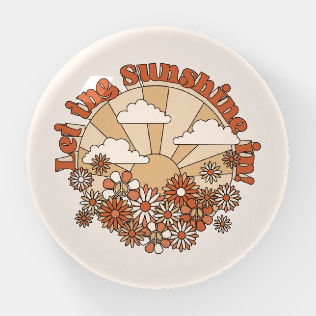 Let the Sunshine In Groovy Daisy Hippie Flowers Paperweight (Front)