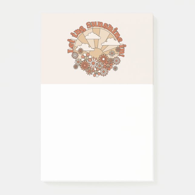 Let the Sunshine In Groovy Daisy Hippie Flowers Post-it Notes (Front)