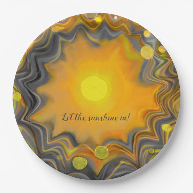 Let the Sunshine In Retro Love  Heart  Paper Plates (Front)