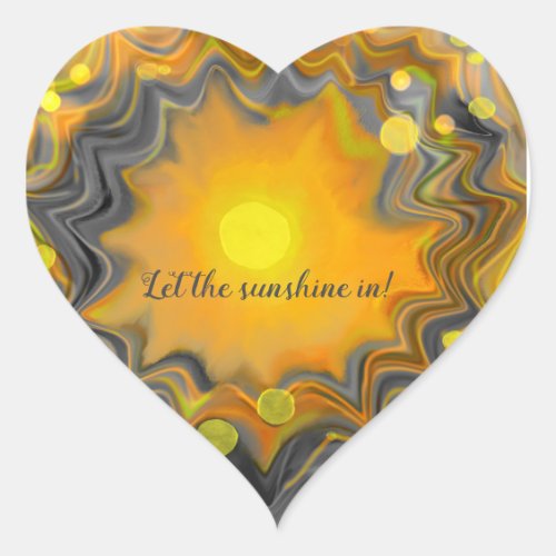 Let the Sunshine In Retro Love  Heart Sticker