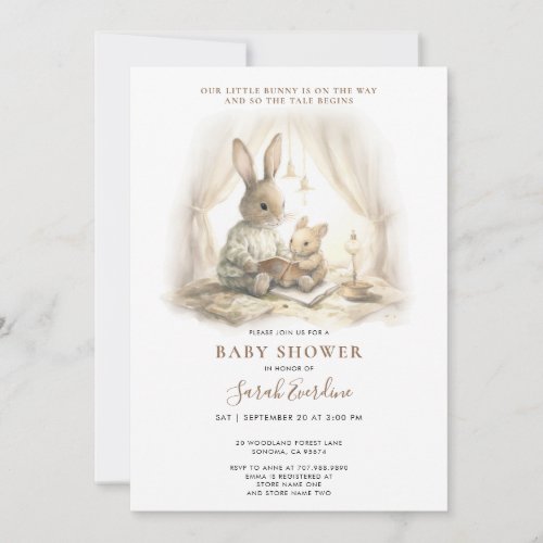 Let The Tale Begin Bunny Baby Shower Invitation