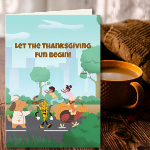 Let the Thanksgiving Fun Begin Turkey Parade Holiday Card